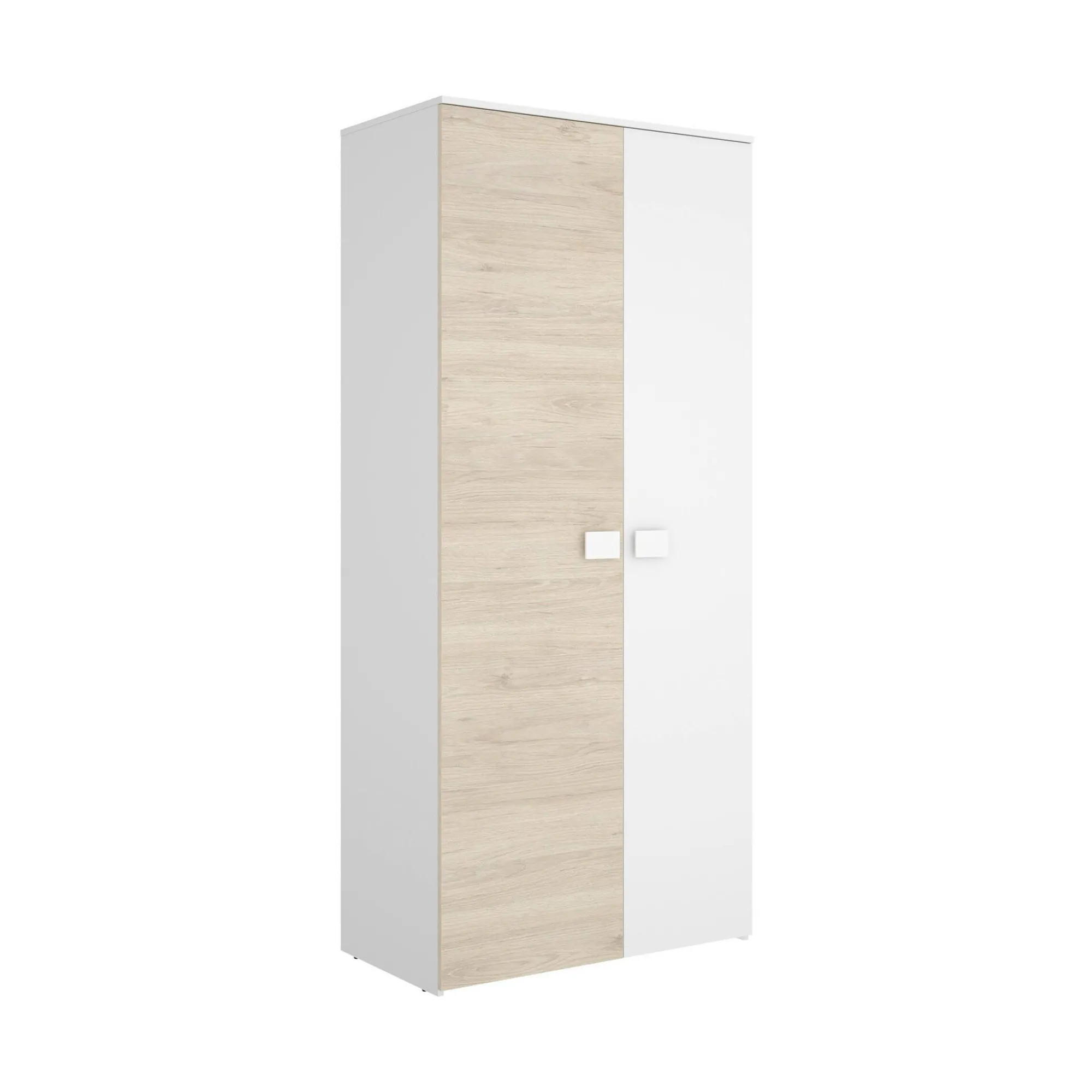 Guardaroba 2 ante Firmin, 90x53 h202 cm, Bianco e Rovere<Dmora Best Sale