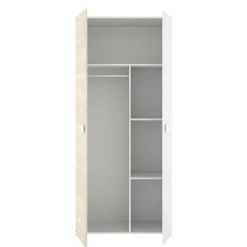 Guardaroba 2 ante Firmin, 90x53 h202 cm, Bianco e Rovere<Dmora Best Sale