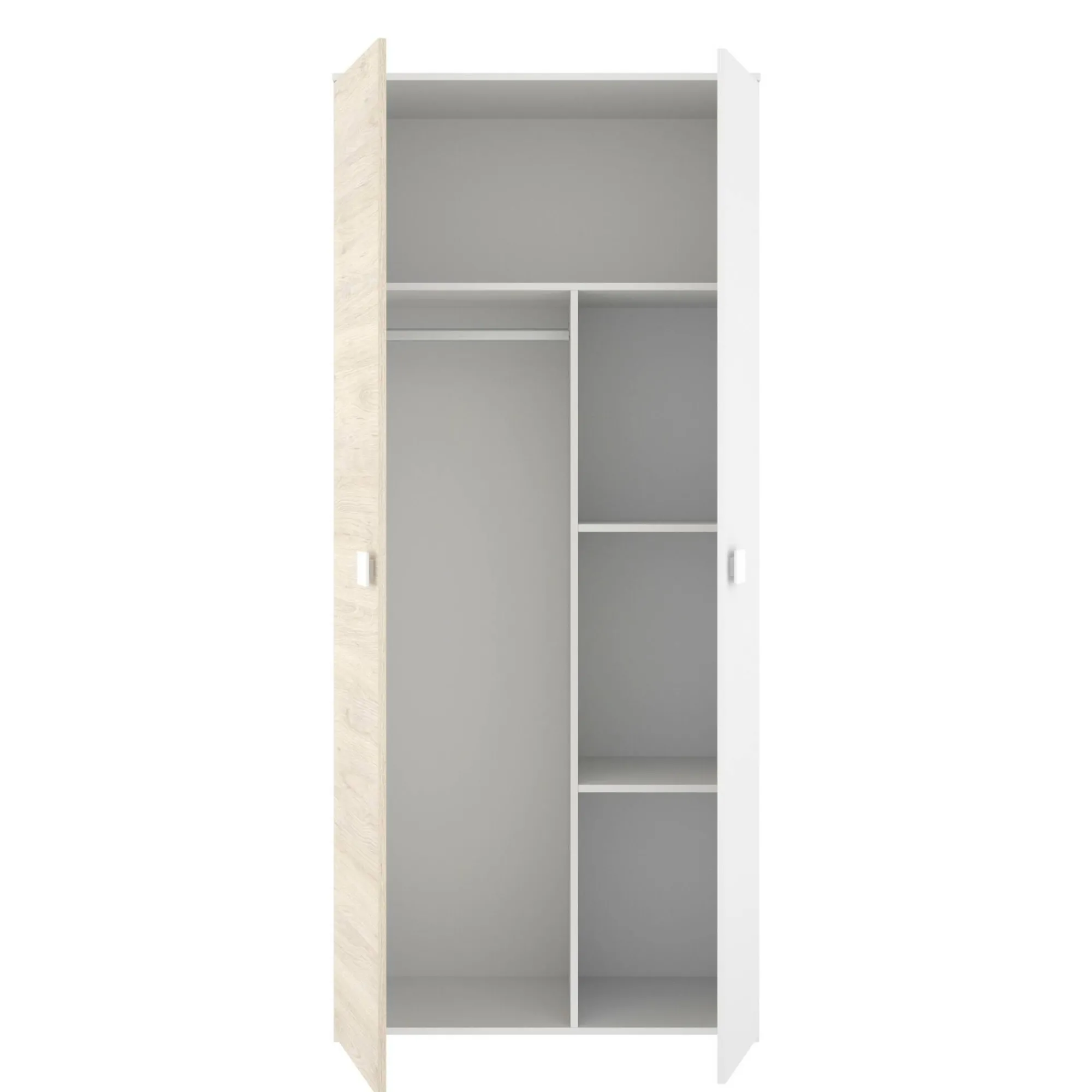 Guardaroba 2 ante Firmin, 90x53 h202 cm, Bianco e Rovere<Dmora Best Sale
