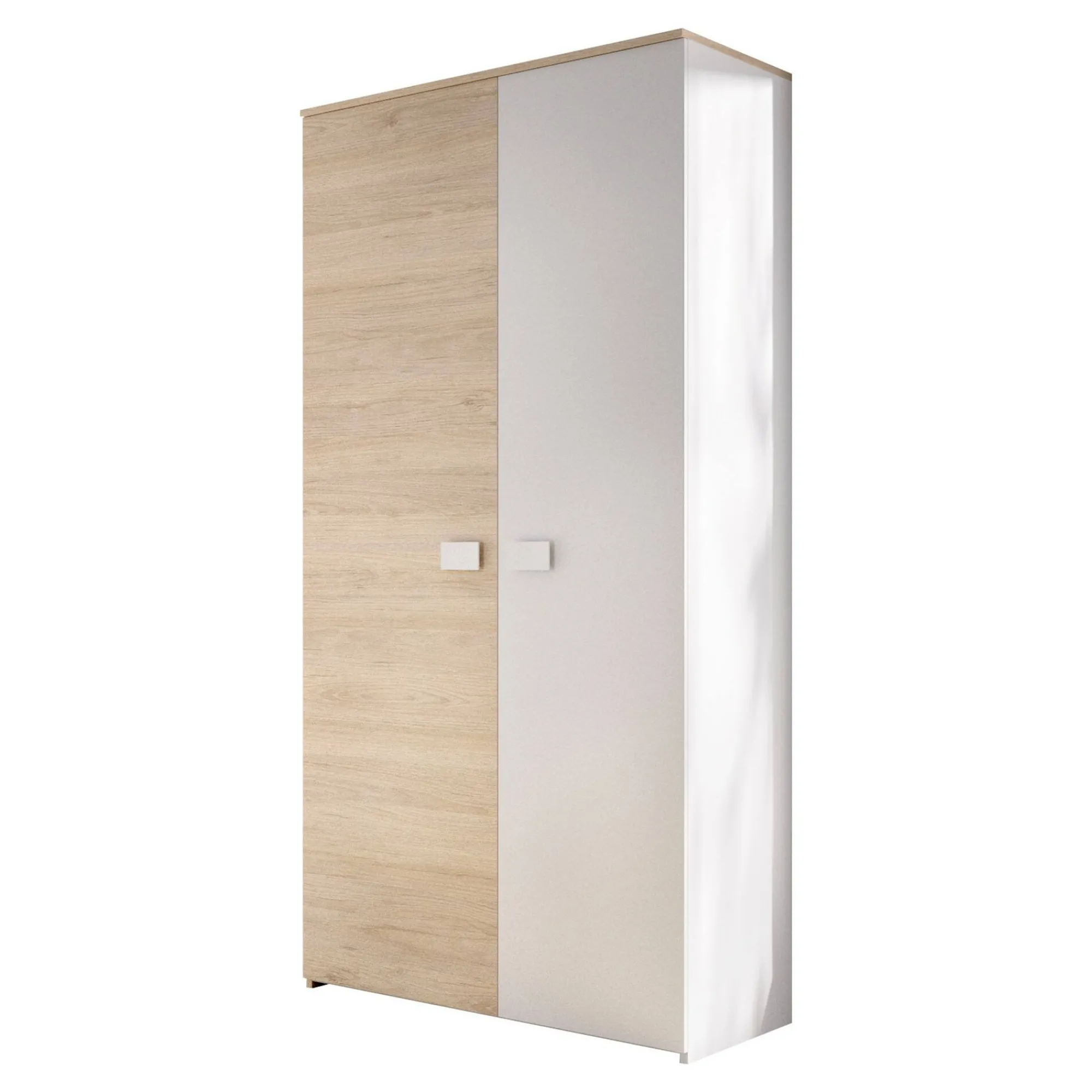 Guardaroba 2 ante Firmin, 90x53 h202 cm, Bianco e Rovere<Dmora Best Sale