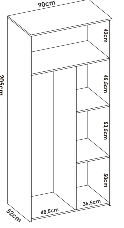 Guardaroba 2 ante Firmin, 90x53 h202 cm, Bianco e Rovere<Dmora Best Sale