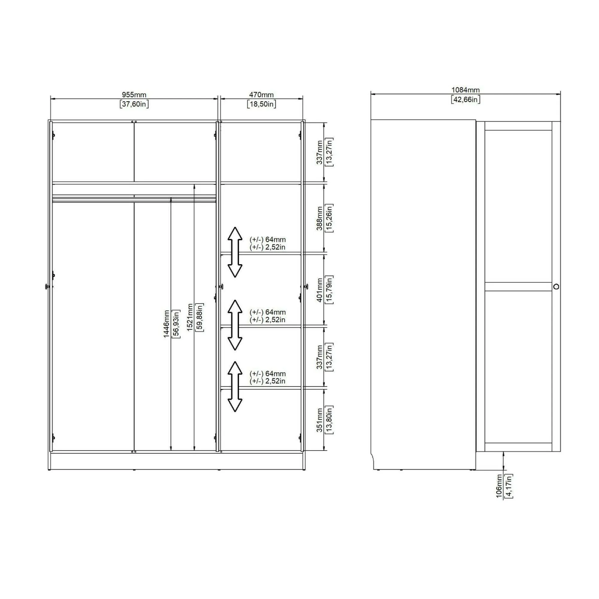 Guardaroba 3 ante Gener, 62x147 h200 cm,<Dmora Best Sale