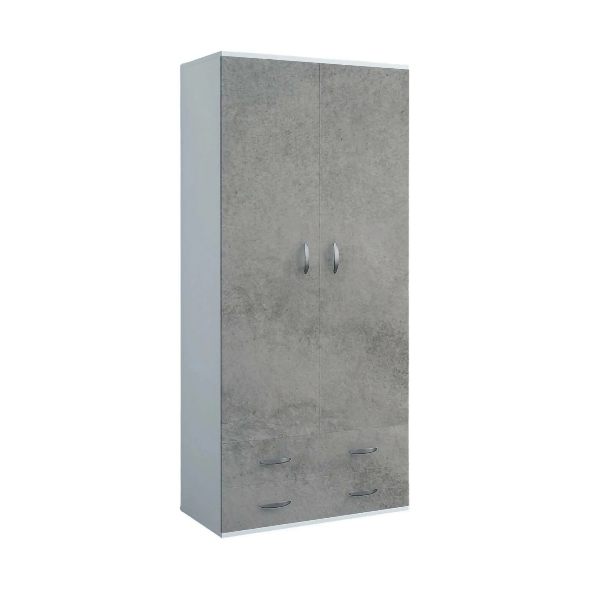 Guardaroba 2 ante Haishen, 80x52h170 cm, Bianco e Grigio cenere<Dmora Flash Sale