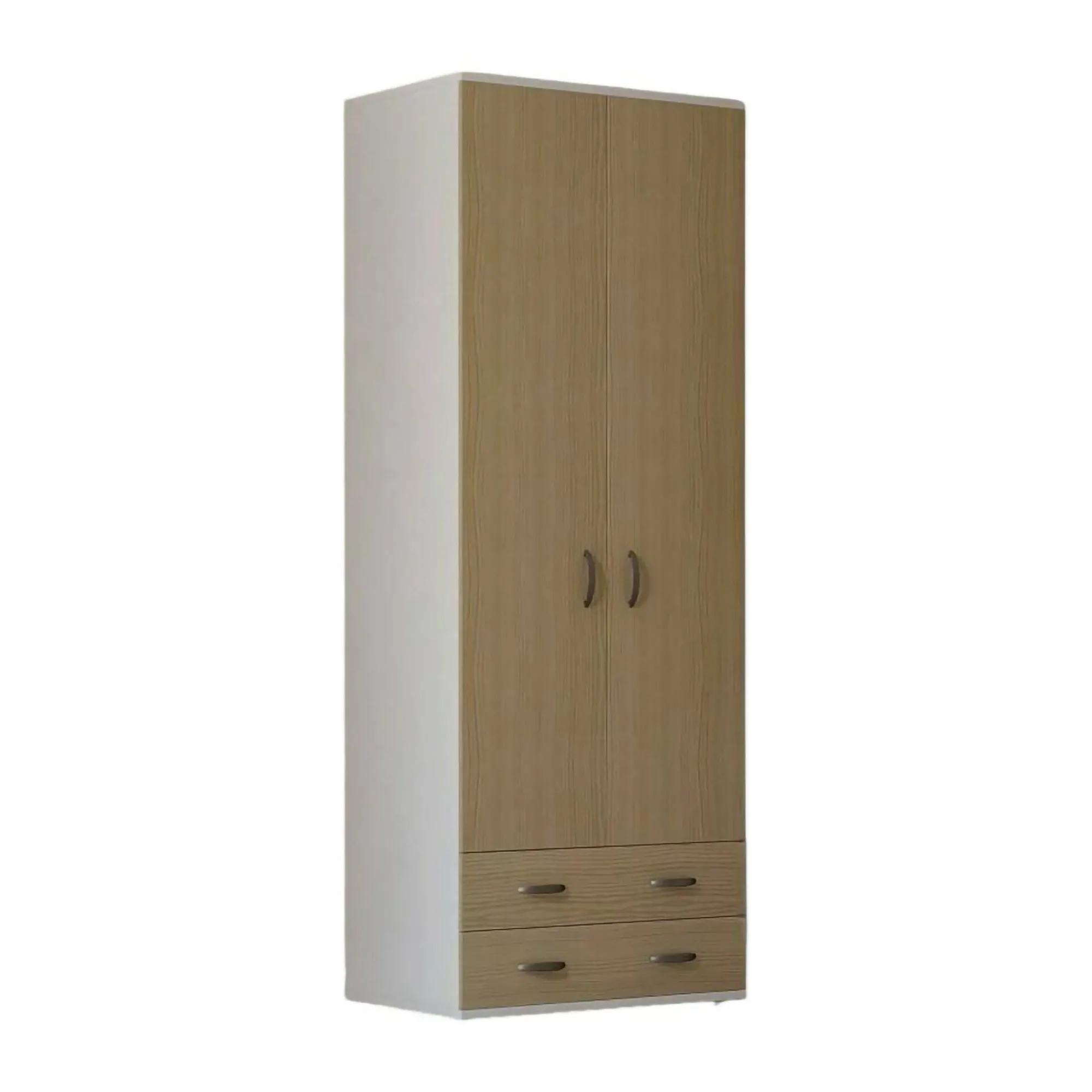 Guardaroba 2 ante Haishen, 80x52h170 cm, Bianco e Rovere<Dmora Best Sale
