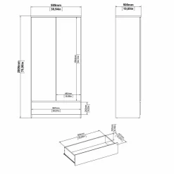 Guardaroba 2 ante Kab, 99x50 h201 cm, Bianco<Dmora Fashion