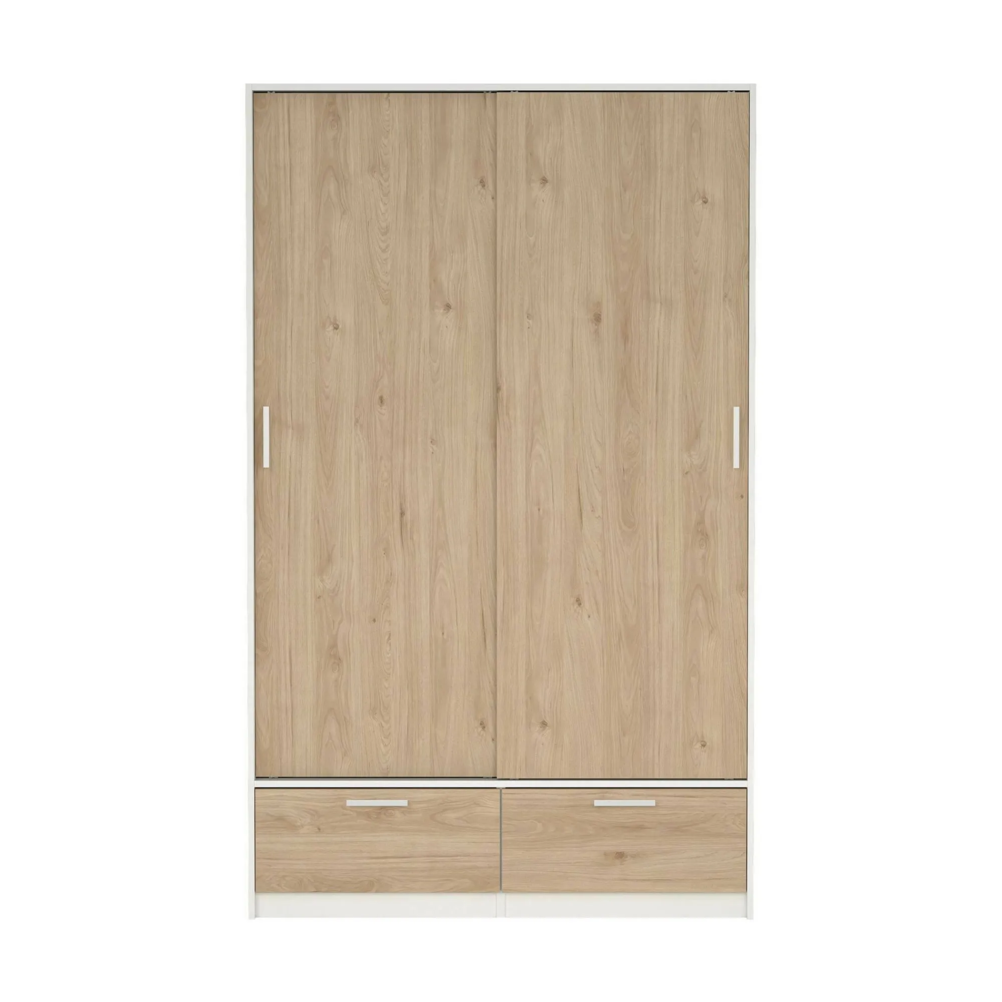 Guardaroba 2 ante Kammuri, 60x121 h200 cm, Bianco e Rovere<Dmora Cheap