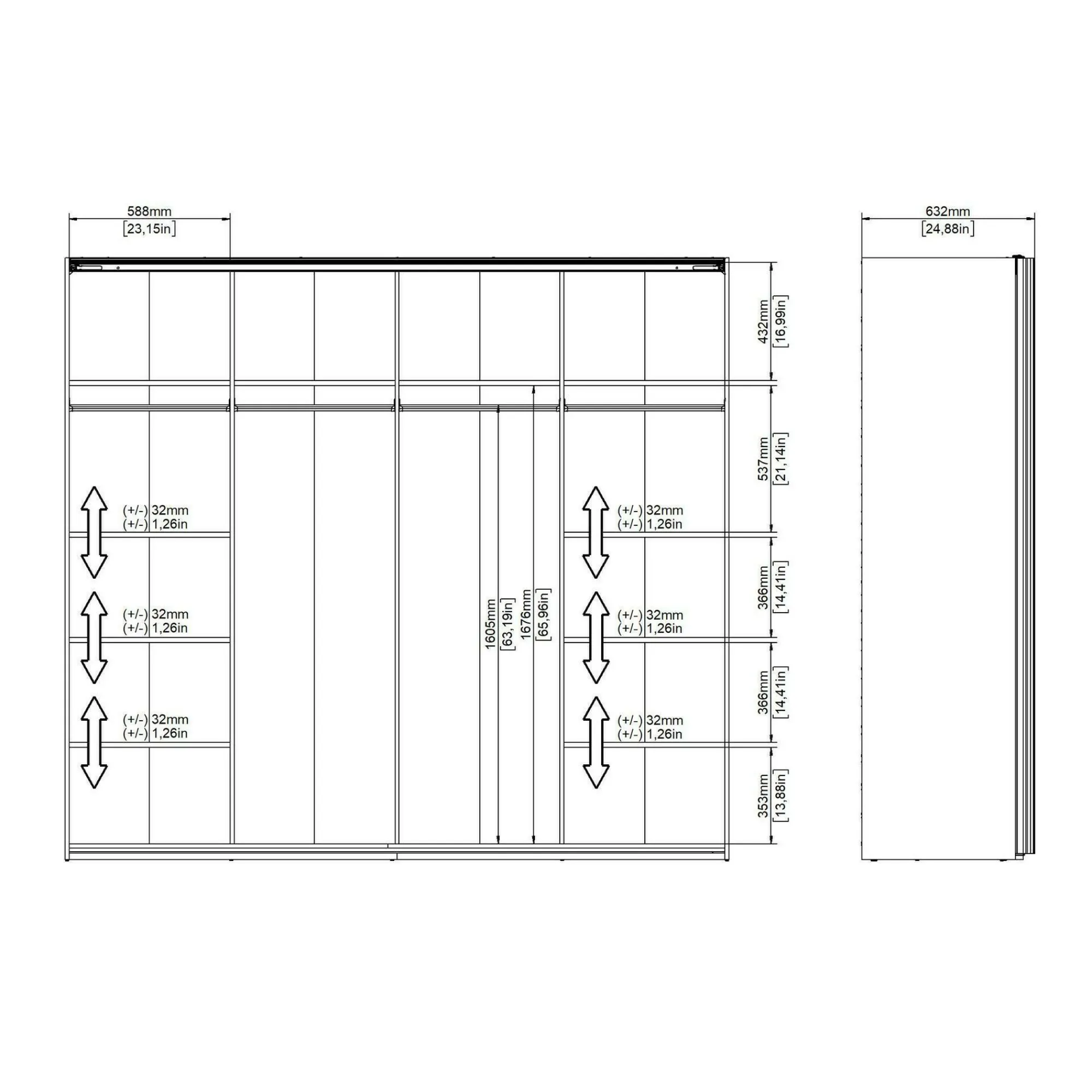 Guardaroba 2 ante Kauri, 61x243 h220 cm, Bianco<Dmora Clearance