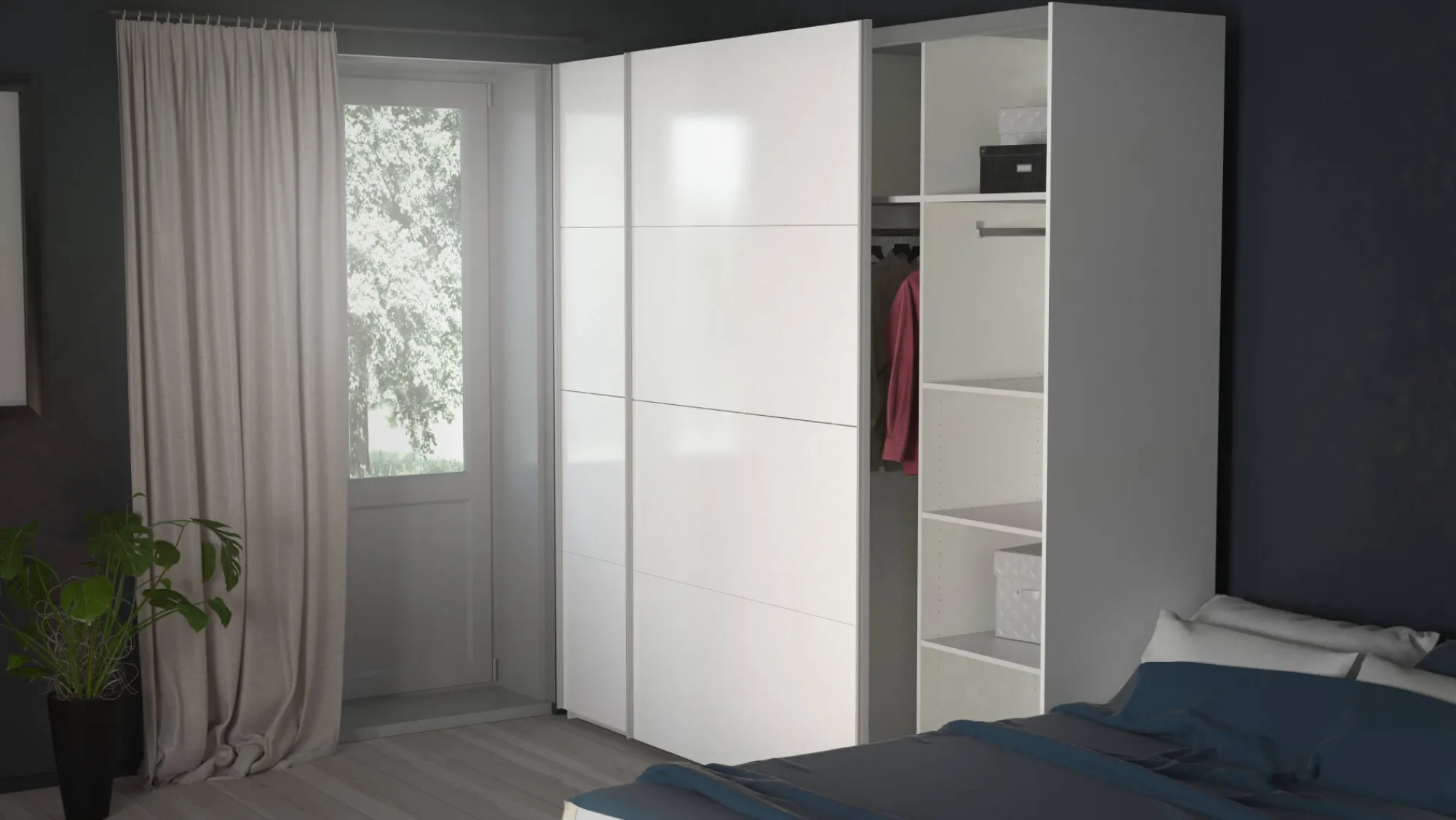 Guardaroba 2 ante Kauri, 61x243 h220 cm, Bianco<Dmora Clearance