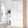 Guardaroba 2 ante Kirogi, 120x60 h204 cm, Bianco e Rovere<Dmora Online