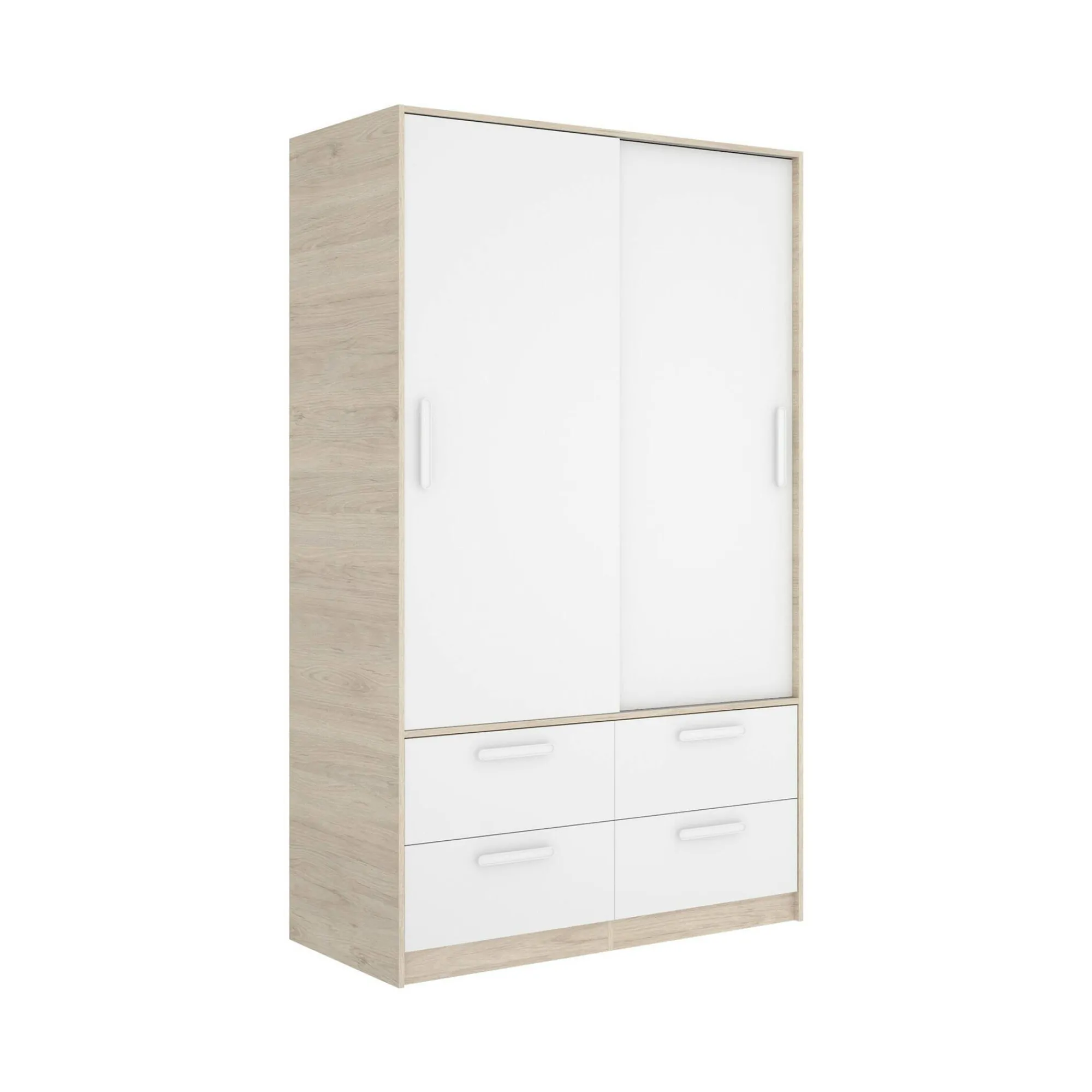 Guardaroba 2 ante Kirogi, 120x60 h204 cm, Bianco e Rovere<Dmora Online