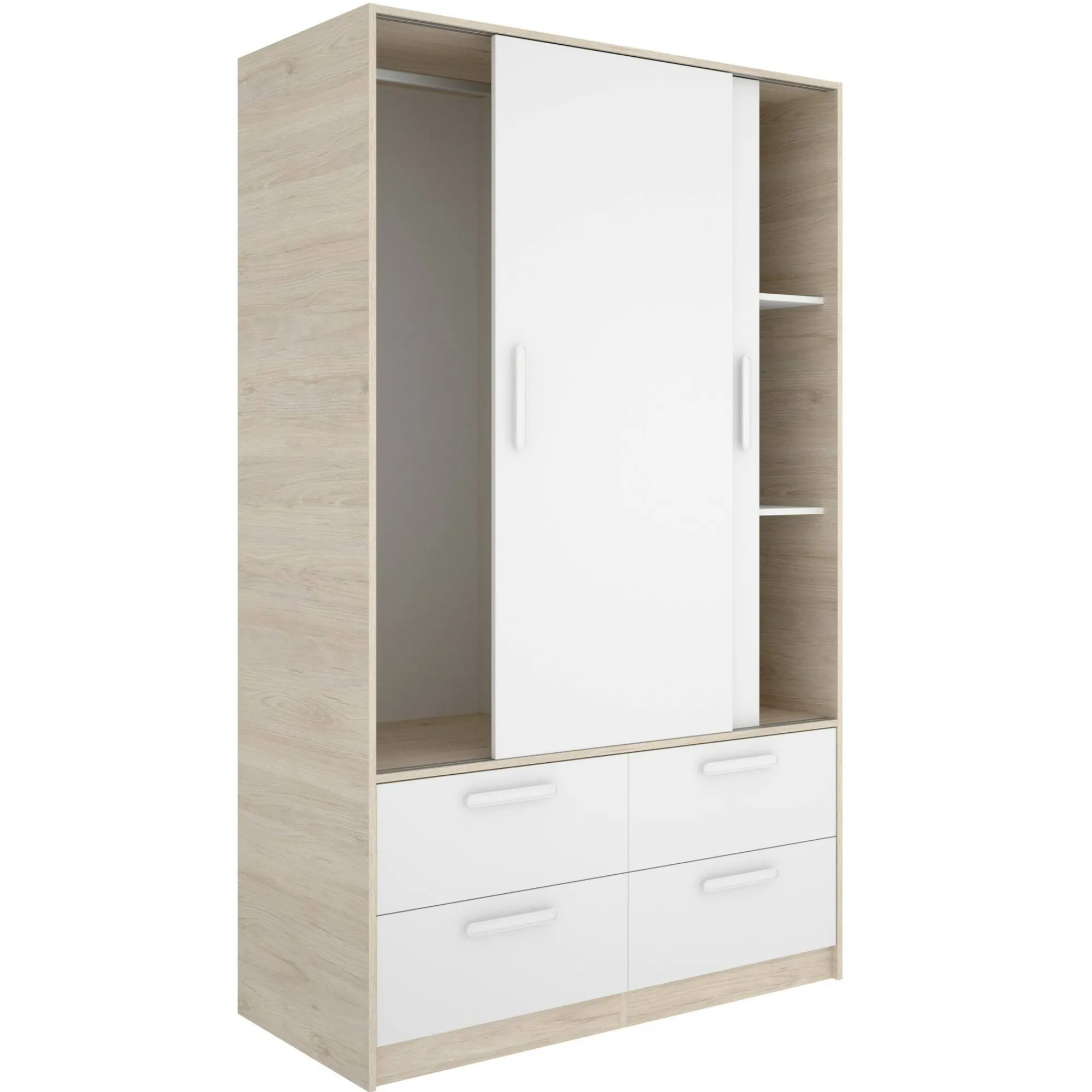 Guardaroba 2 ante Kirogi, 120x60 h204 cm, Bianco e Rovere<Dmora Online