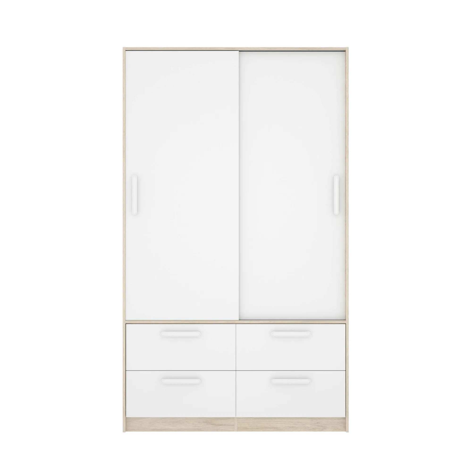 Guardaroba 2 ante Kirogi, 120x60 h204 cm, Bianco e Rovere<Dmora Online