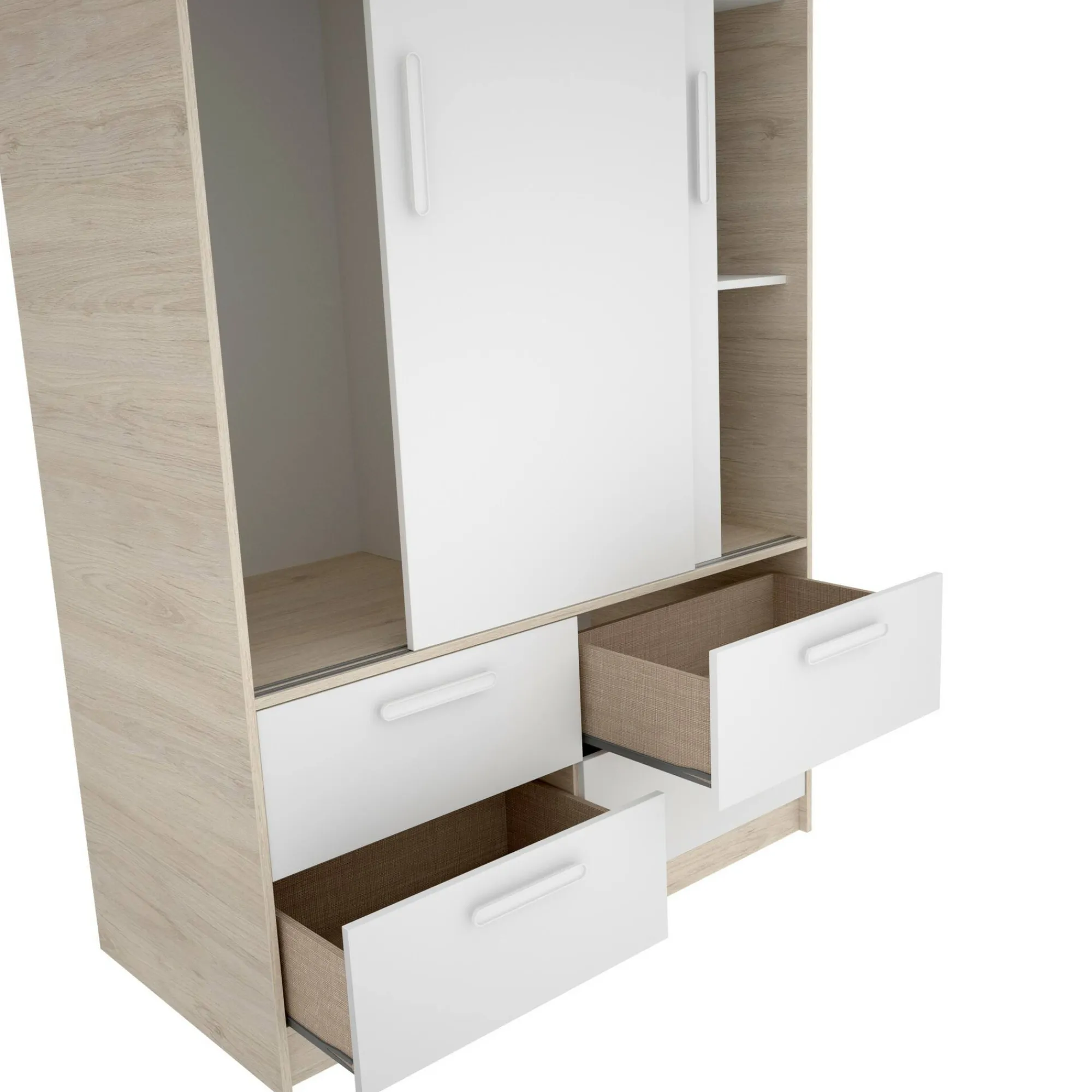 Guardaroba 2 ante Kirogi, 120x60 h204 cm, Bianco e Rovere<Dmora Online