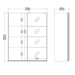Guardaroba 2 ante Malakas, 65x179 h220 cm, e Trasparente<Dmora Discount