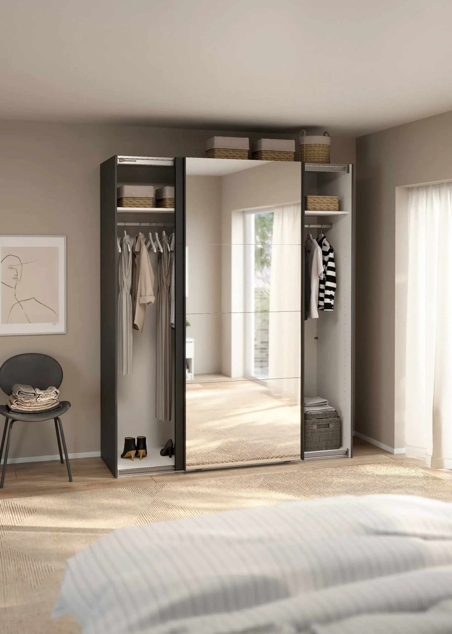 Guardaroba 2 ante Malakas, 65x179 h220 cm, e Trasparente<Dmora Discount