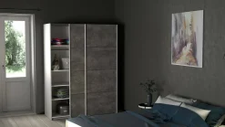 Guardaroba 2 ante Maurice, 61x150 h200 cm, Bianco e Grigio<Dmora Best