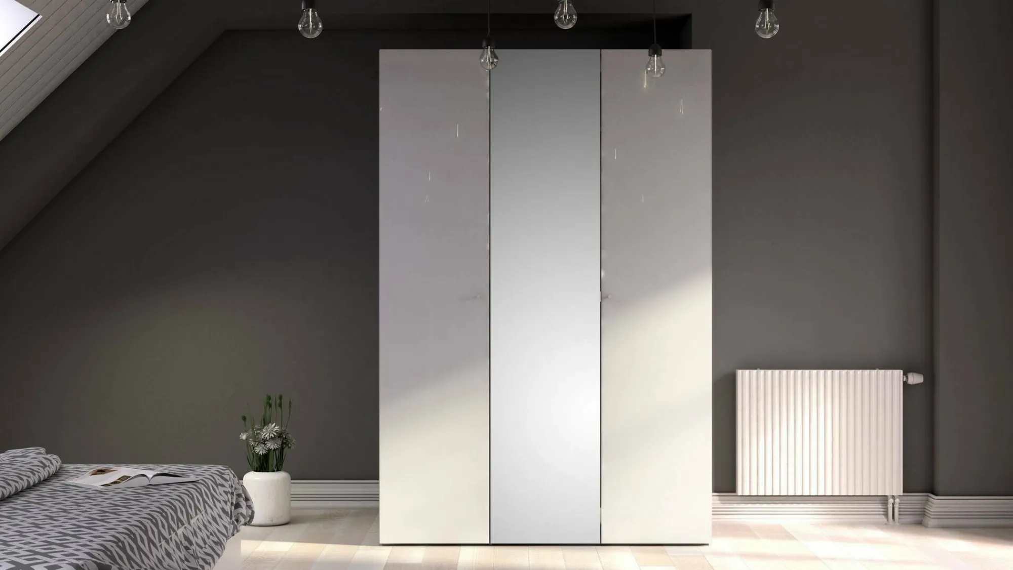 Guardaroba 3 ante Megi, 147x60 h219 cm, Bianco<Dmora Online