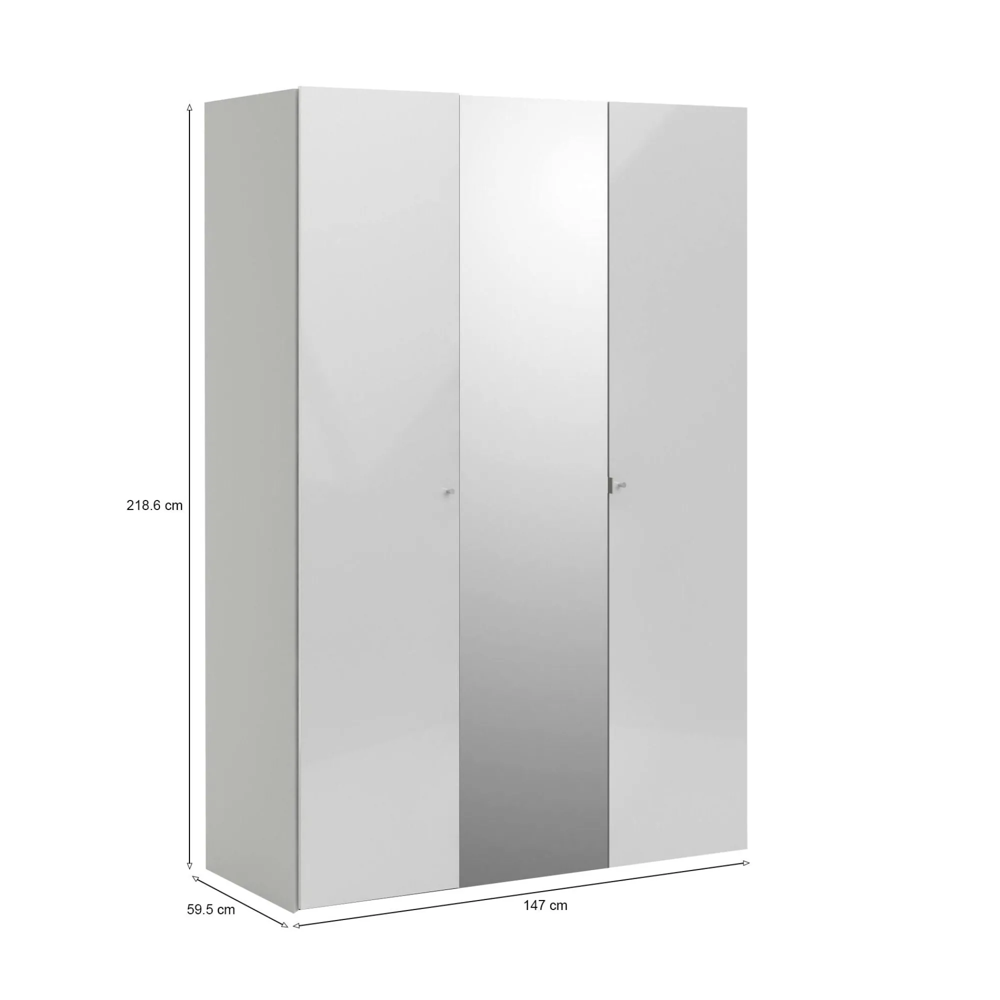 Guardaroba 3 ante Megi, 147x60 h219 cm, Bianco<Dmora Online