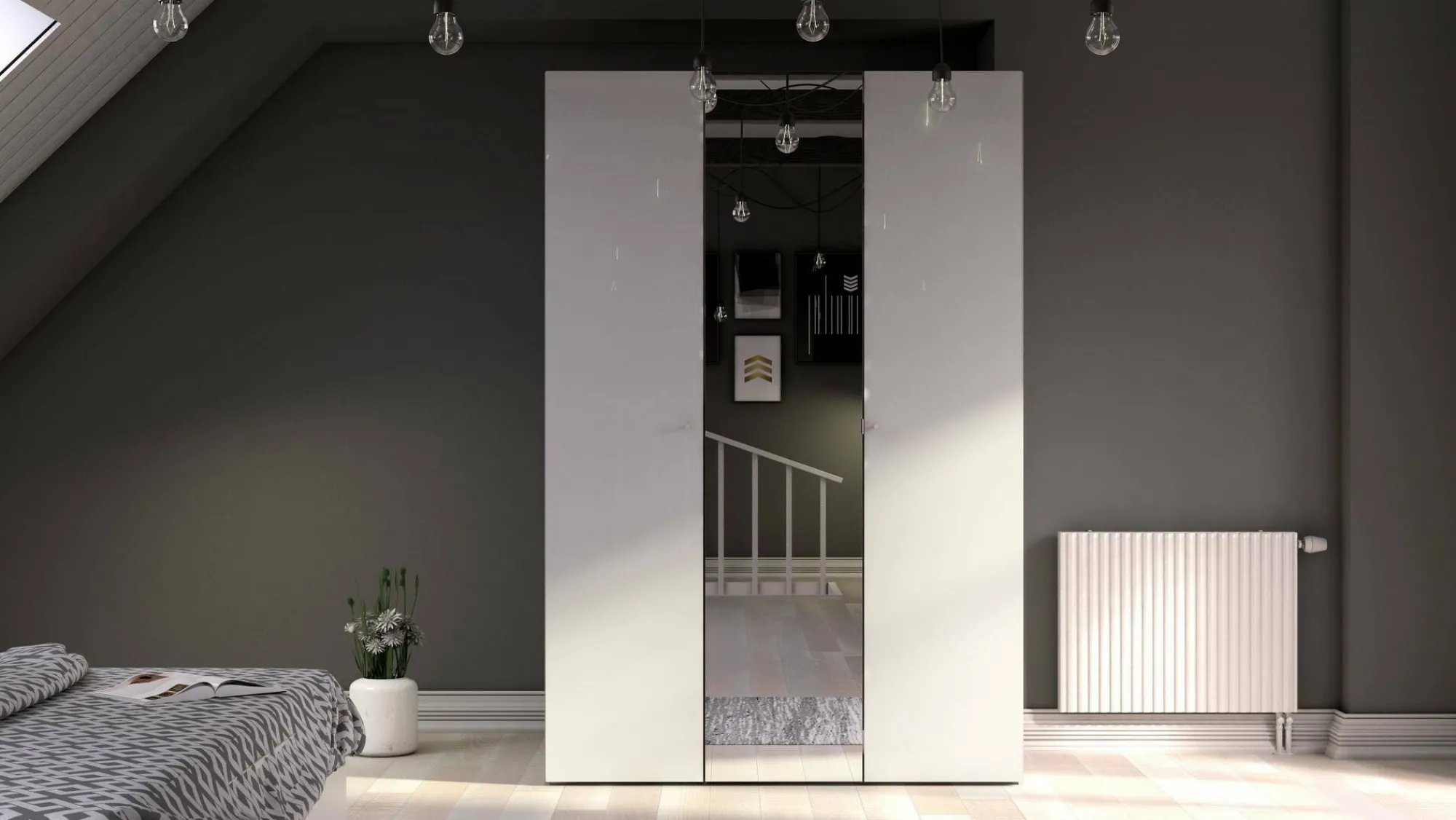 Guardaroba 3 ante Megi, 147x60 h219 cm, Bianco<Dmora Online