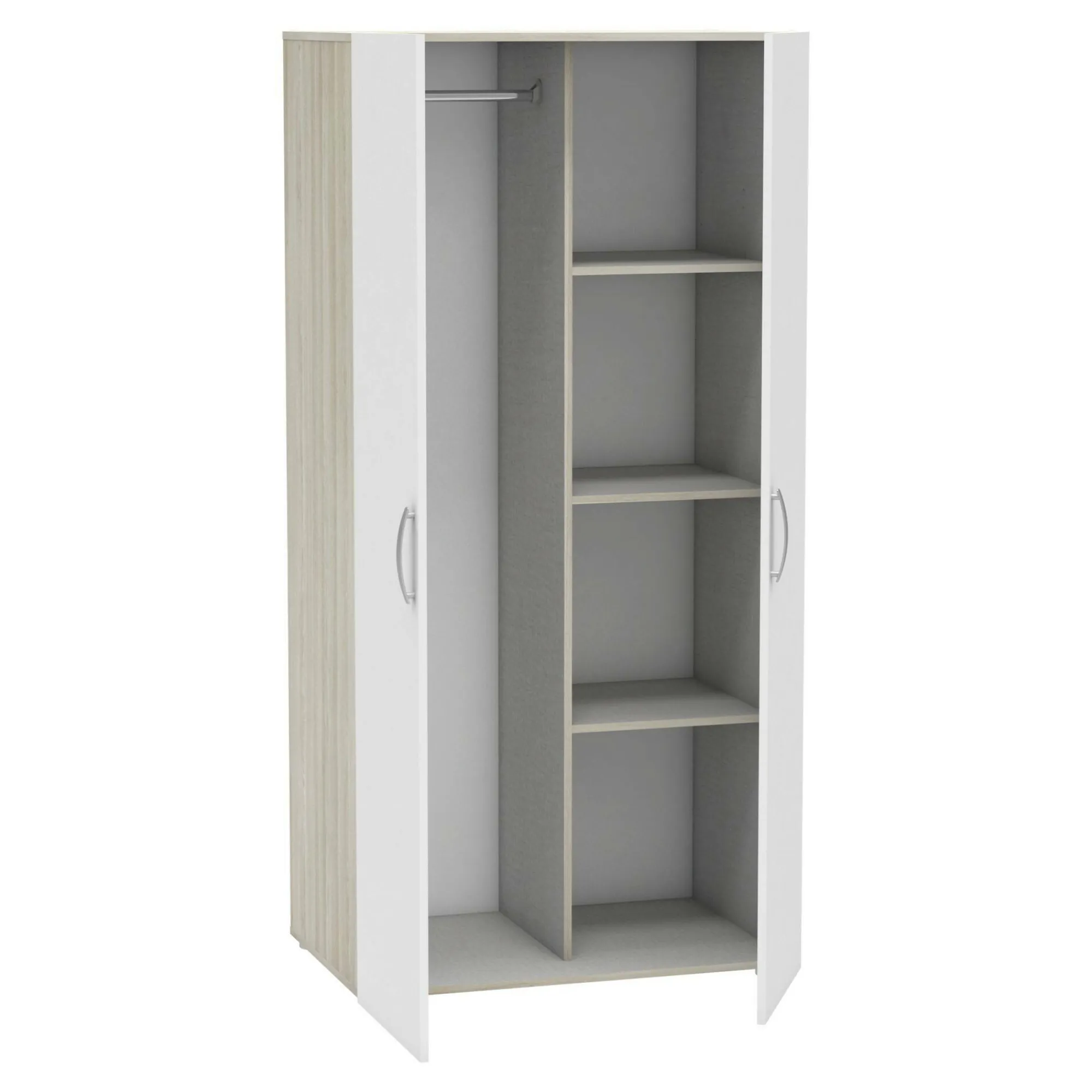 Guardaroba 2 ante Ockhi, 79x52 h166 cm, Rovere e Bianco opaco<Dmora Cheap
