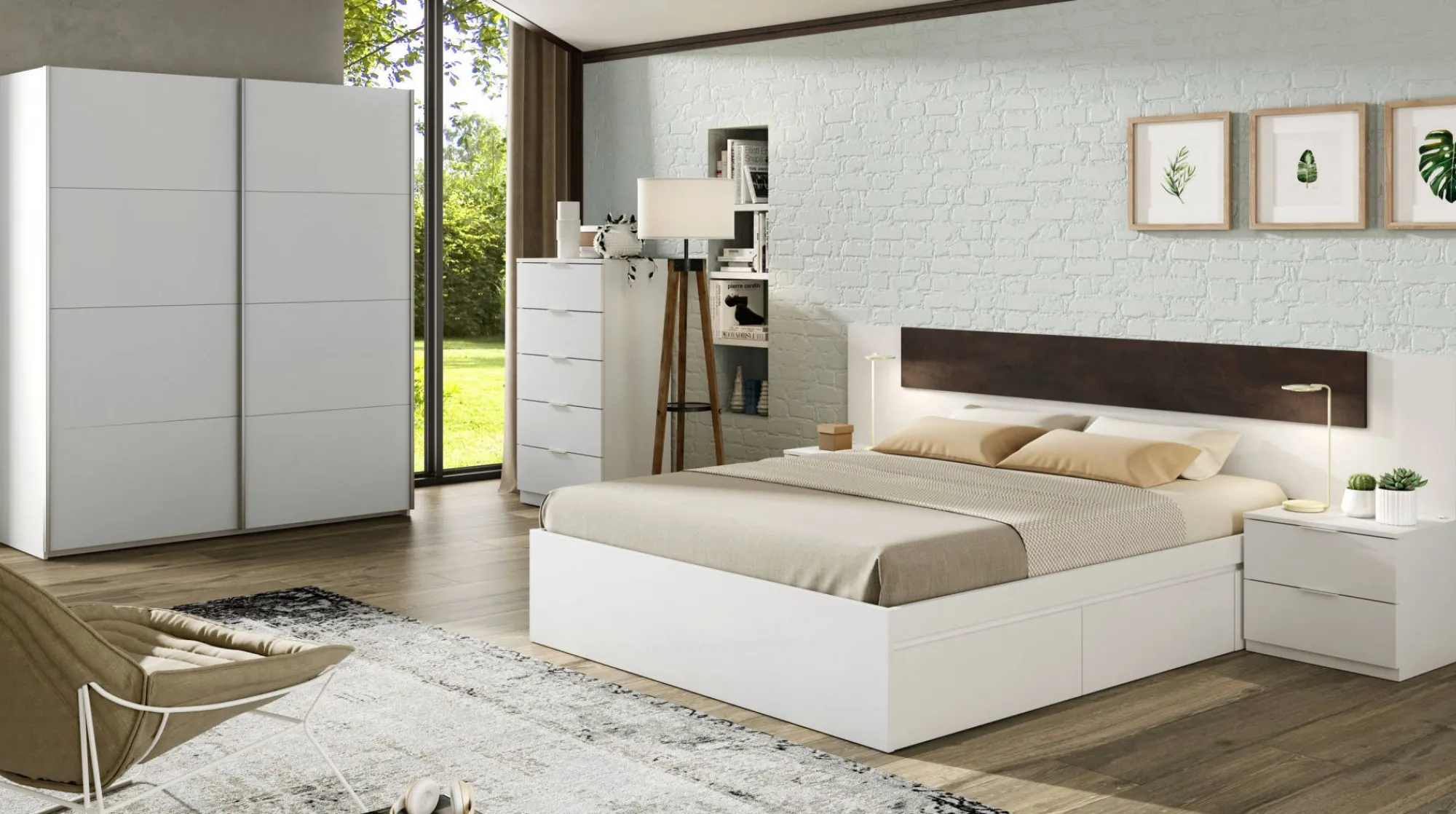 Guardaroba 2 ante Opi, 150x60h200 cm, Bianco<Dmora Outlet