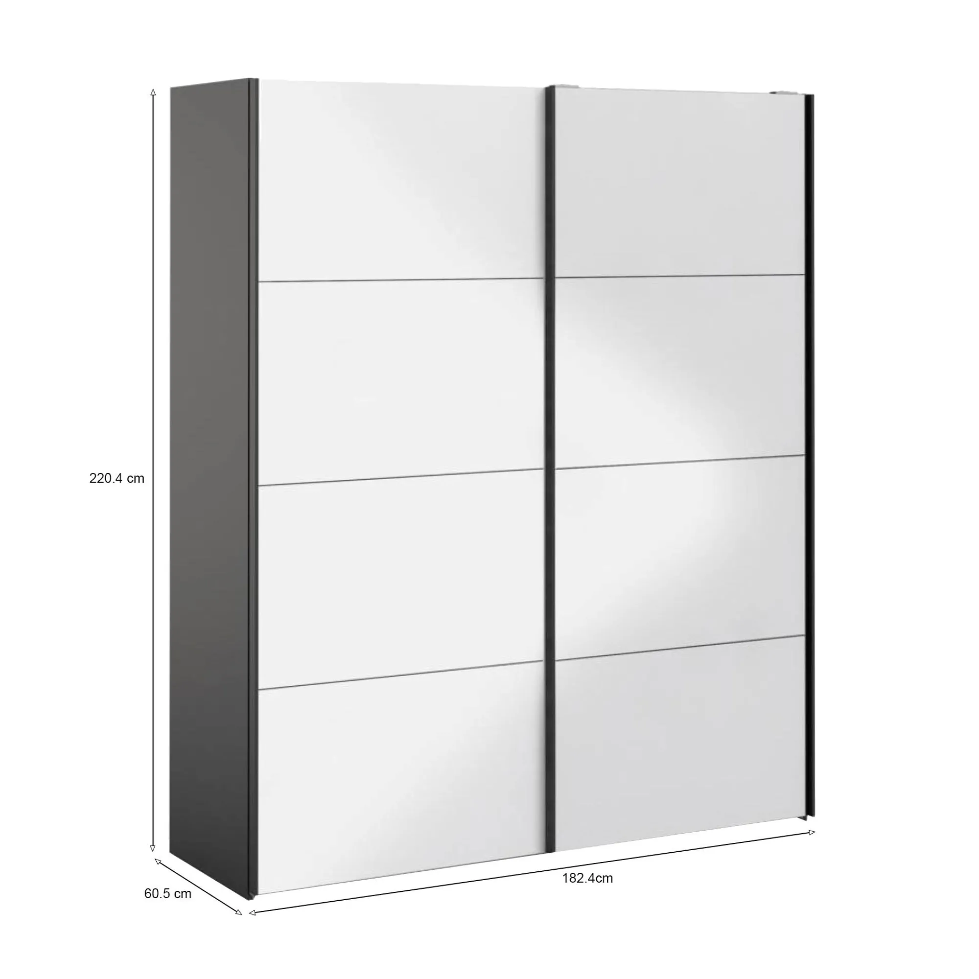 Guardaroba 2 ante Paeng, 61x182 h220 cm, Nero e Bianco<Dmora Shop