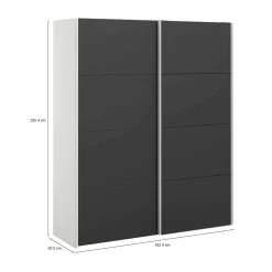 Guardaroba 2 ante Paeng, 61x182 h220 cm, Bianco e Nero<Dmora Outlet