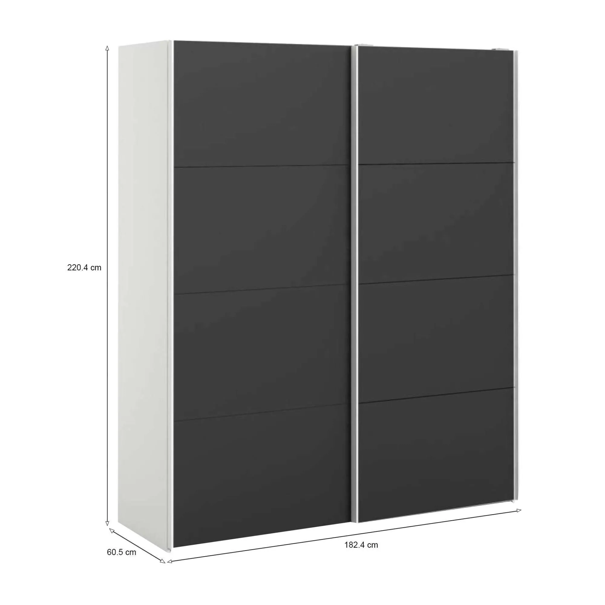 Guardaroba 2 ante Paeng, 61x182 h220 cm, Bianco e Nero<Dmora Outlet