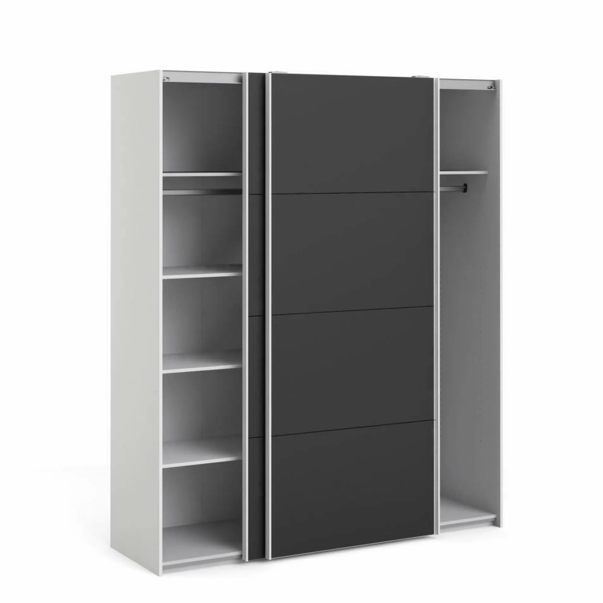 Guardaroba 2 ante Paeng, 61x182 h220 cm, Bianco e Nero<Dmora Outlet