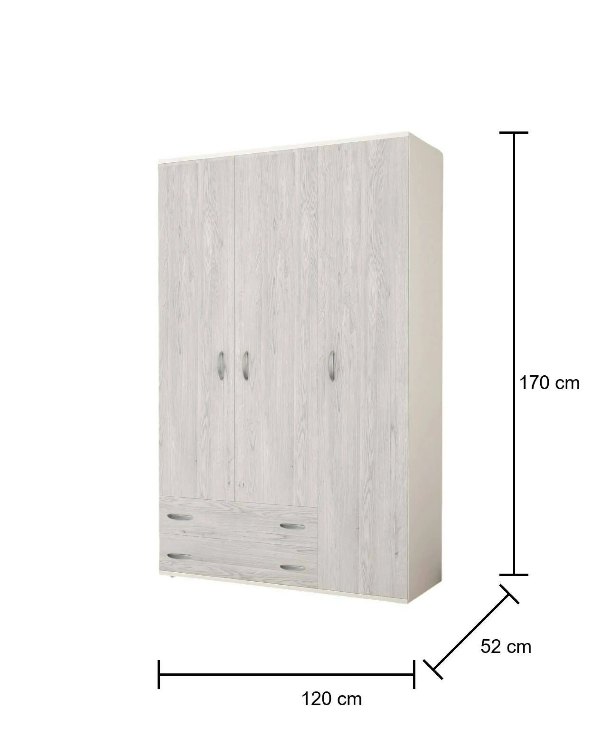 Guardaroba 3 ante Pama, 120x52h170 cm, Bianco e Grigio<Dmora Best Sale