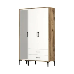 Guardaroba 3 ante Petroleuse, 120x201h48 cm, Noce e Bianco<Dmora Online