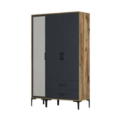 Guardaroba 3 ante Petroleuse, 120x201h48 cm, Noce e Antracite<Dmora Best Sale