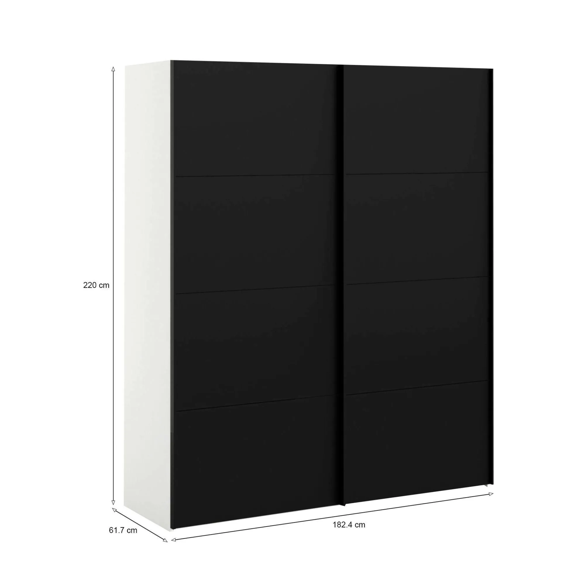 Guardaroba 2 ante Portlouis, 62x182 h220 cm, Bianco e Nero<Dmora Best Sale