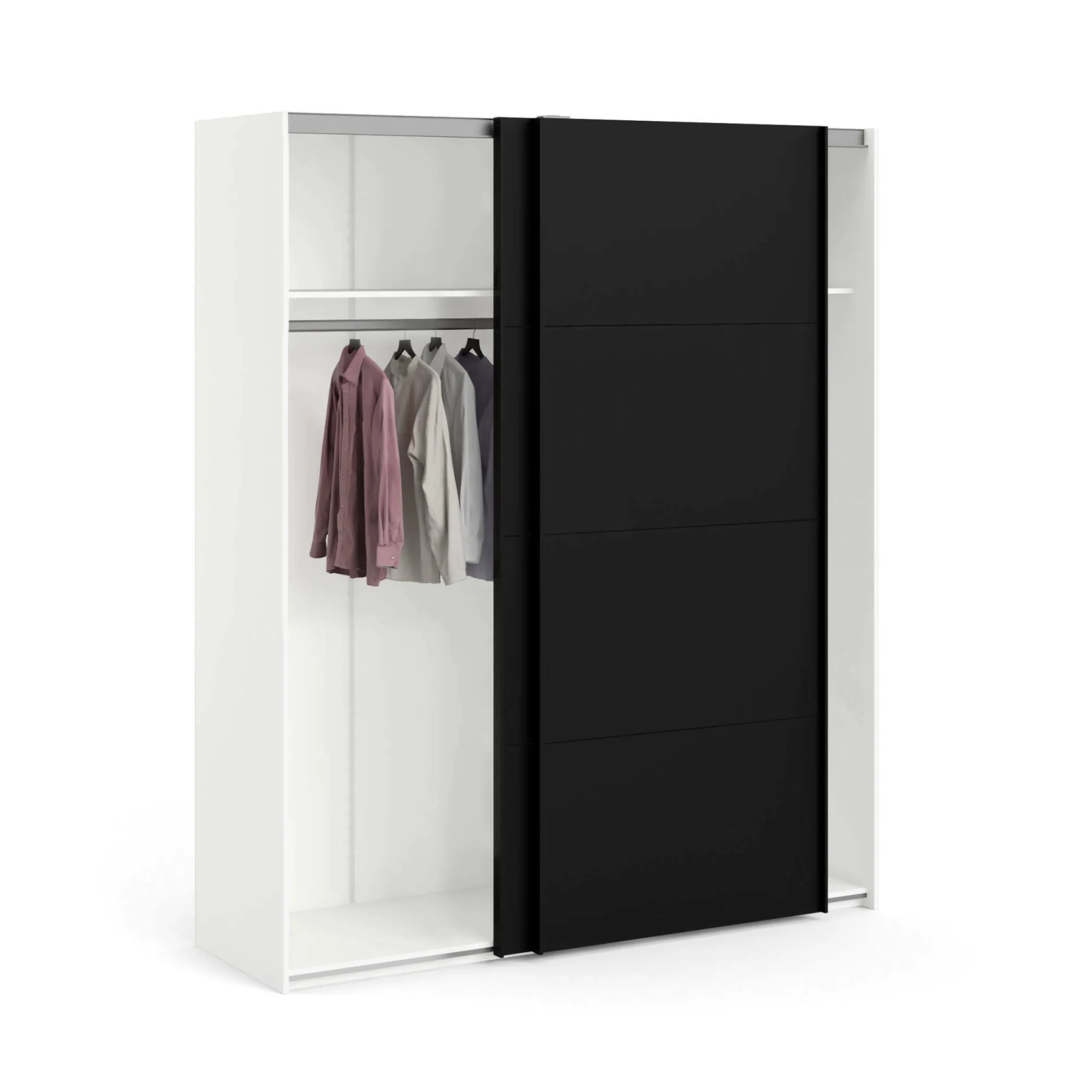 Guardaroba 2 ante Portlouis, 62x182 h220 cm, Bianco e Nero<Dmora Best Sale