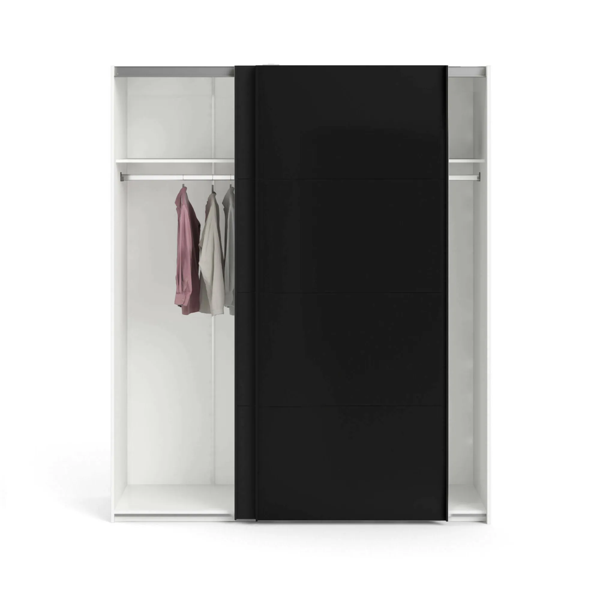 Guardaroba 2 ante Portlouis, 62x182 h220 cm, Bianco e Nero<Dmora Best Sale