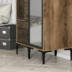 Guardaroba 2 ante Ramallah, 80x201h48 cm, Noce e Antracite<Dmora Outlet