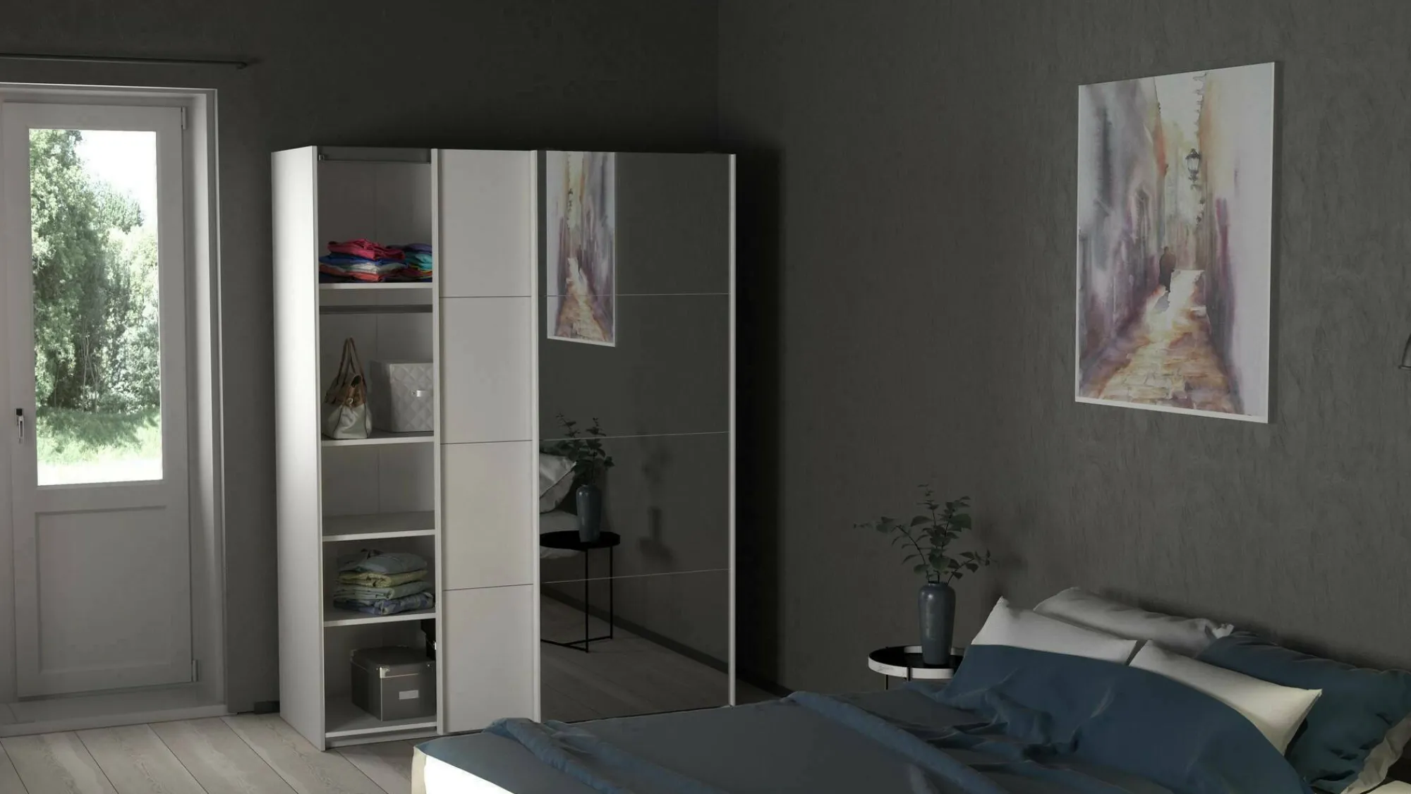 Guardaroba 2 ante Seraphine, 61x150 h200 cm, Bianco<Dmora Online
