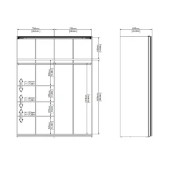 Guardaroba 2 ante Seraphine, 61x150 h200 cm, Bianco<Dmora Online