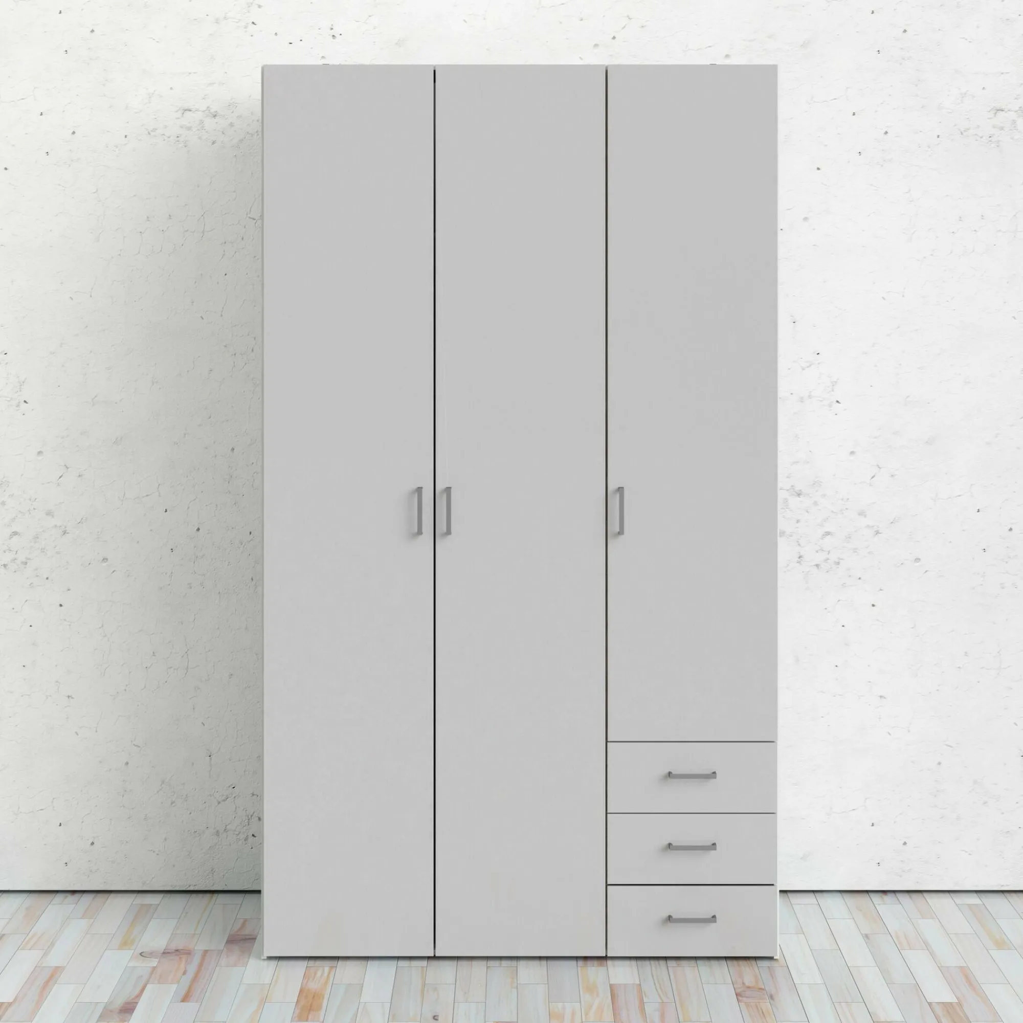Guardaroba 3 ante Suzette, Mobile camera da letto, Cabina armadio portabiti, Armadio appendiabiti, 116x50 h200 cm, Bianco<Dmora Flash Sale