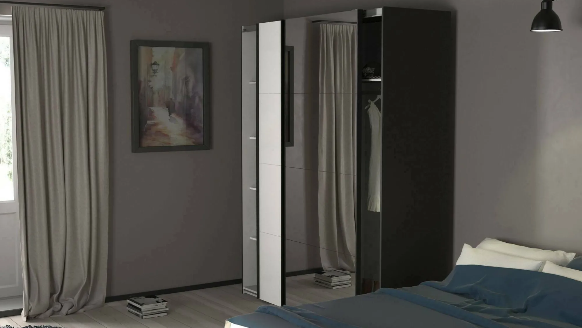 Guardaroba 2 ante Taxus, 61x182 h220 cm, Nero e Bianco<Dmora Best