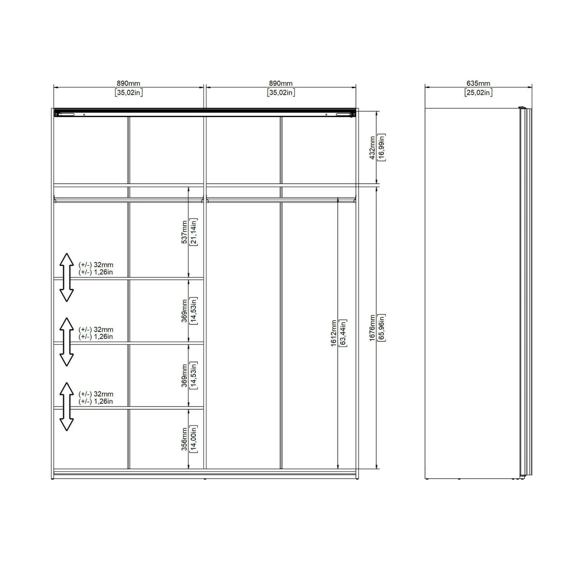 Guardaroba 2 ante Taxus, 61x182 h220 cm,<Dmora Cheap