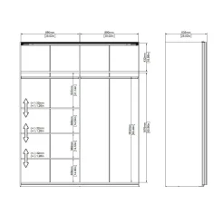 Guardaroba 2 ante Taxus, 61x182 h220 cm, Bianco e Nero<Dmora Online