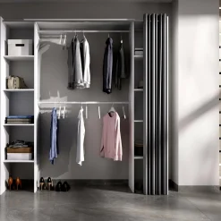 Guardaroba Acron, 180x50h205 cm, Bianco e Grigio<Dmora Best