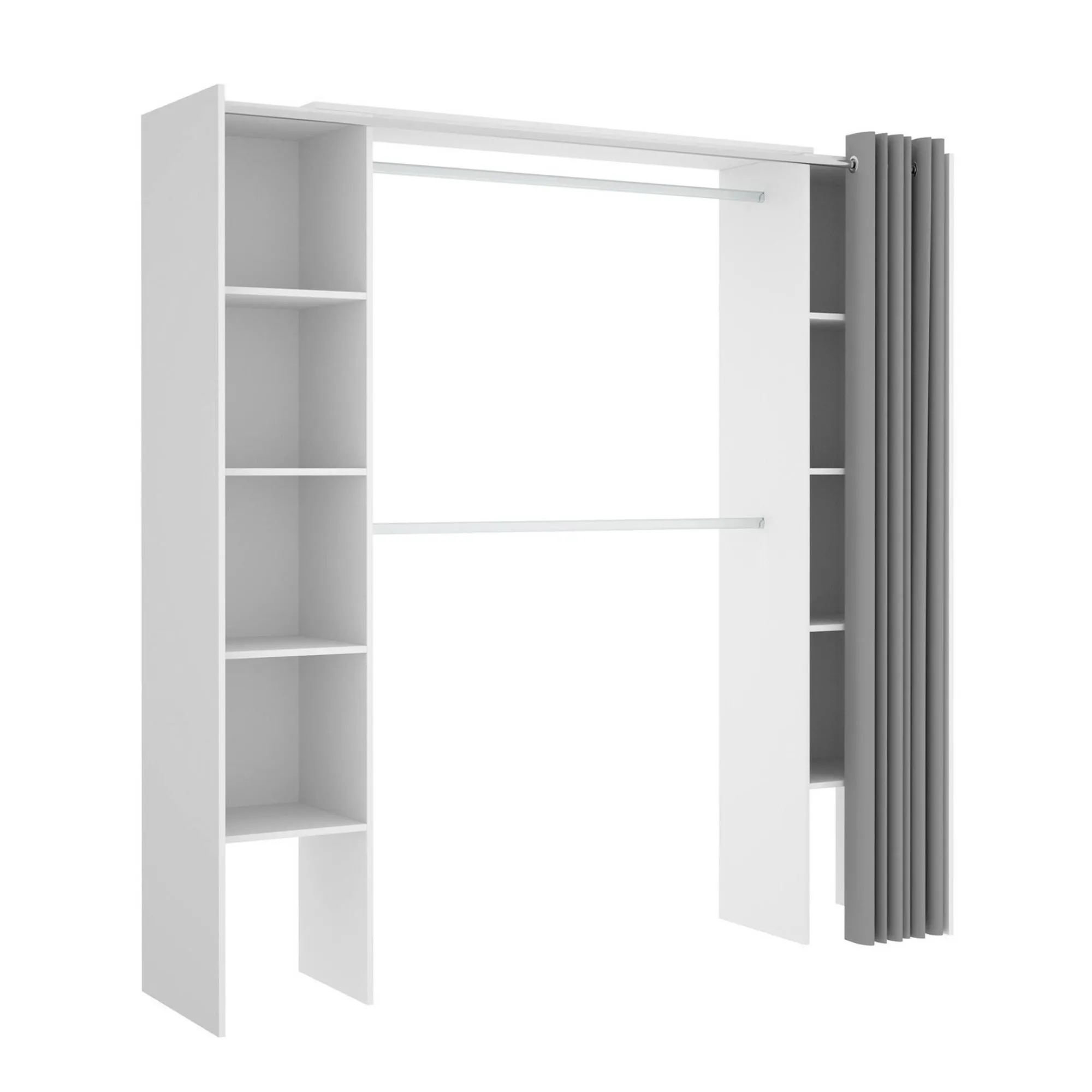 Guardaroba Acron, 180x50h205 cm, Bianco e Grigio<Dmora Best