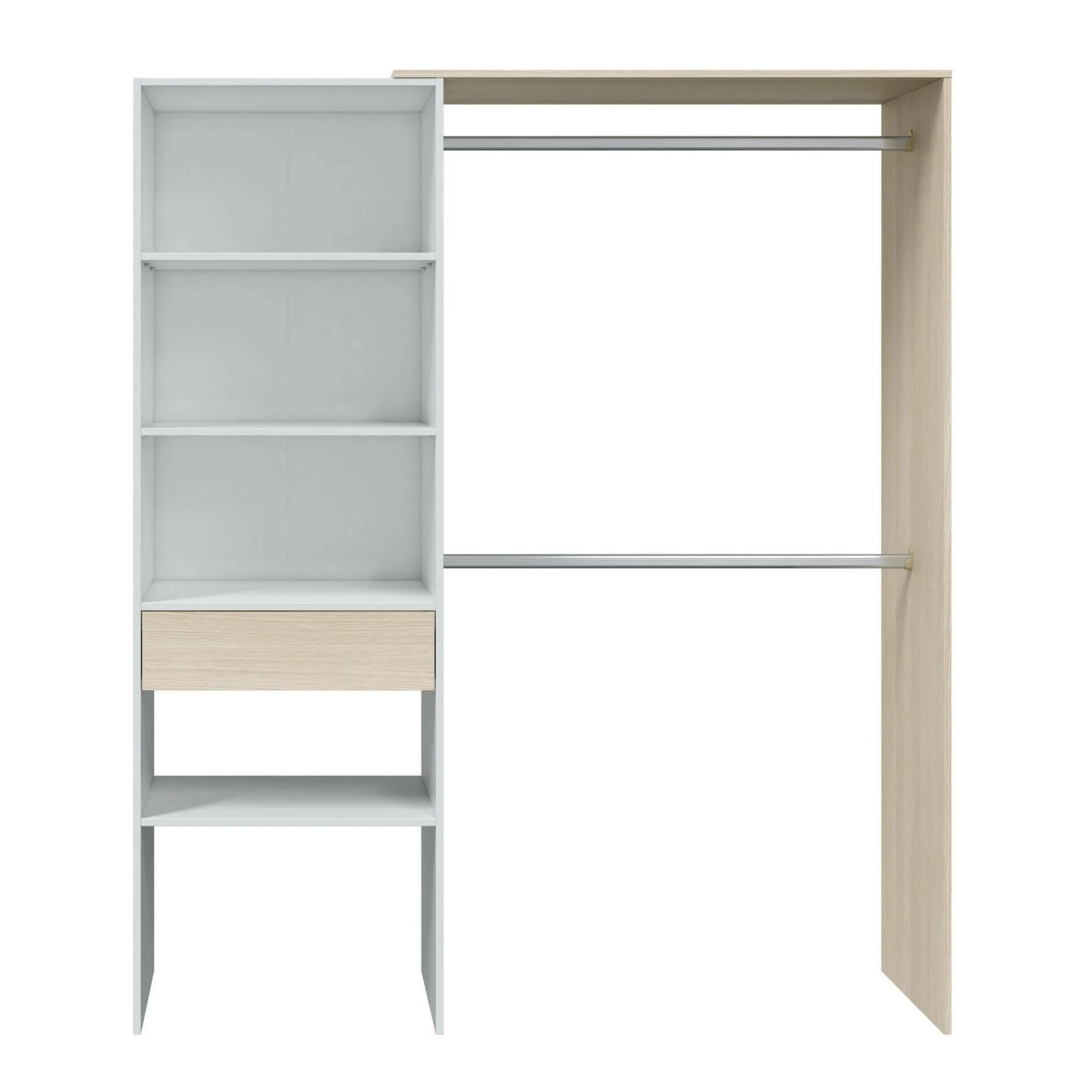 Guardaroba Amico, 158x40h187 cm, Bianco e Rovere<Dmora Sale