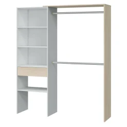 Guardaroba Amico, 158x40h187 cm, Bianco e Rovere<Dmora Sale