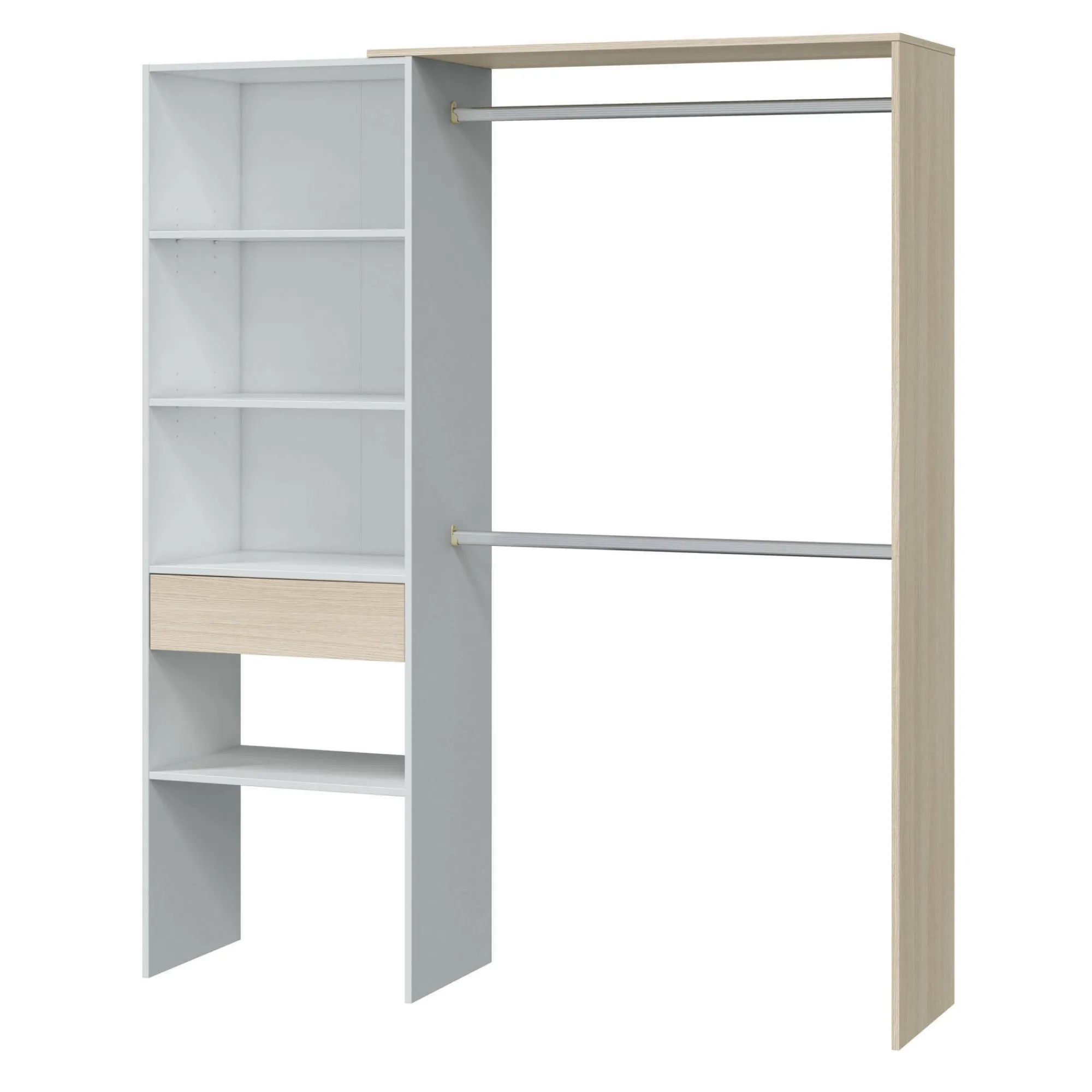 Guardaroba Amico, 158x40h187 cm, Bianco e Rovere<Dmora Sale