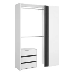 Guardaroba Annuck, 141x52h205 cm, Bianco e Antracite<Dmora Shop