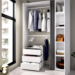 Guardaroba Annuck, 141x52h205 cm, Bianco e Antracite<Dmora Shop