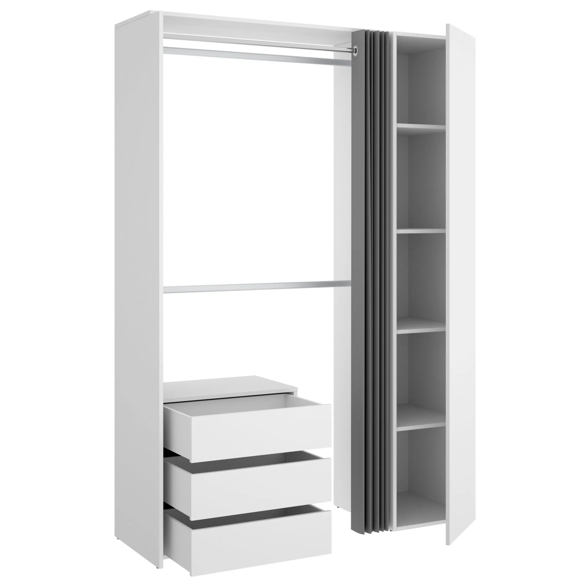 Guardaroba Annuck, 141x52h205 cm, Bianco e Antracite<Dmora Shop